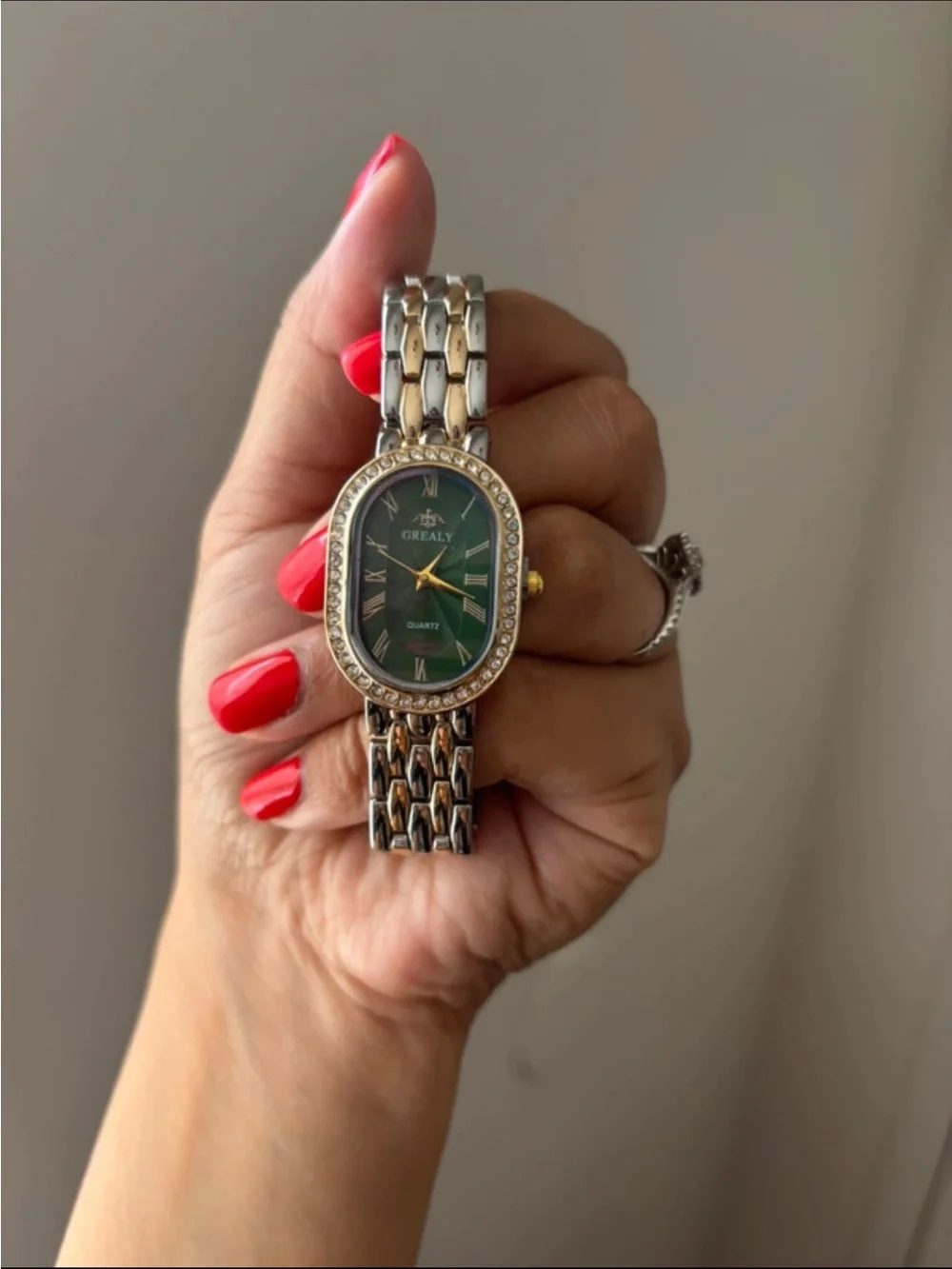 Green Dial Women's Stainless Steel Bracelet Watch